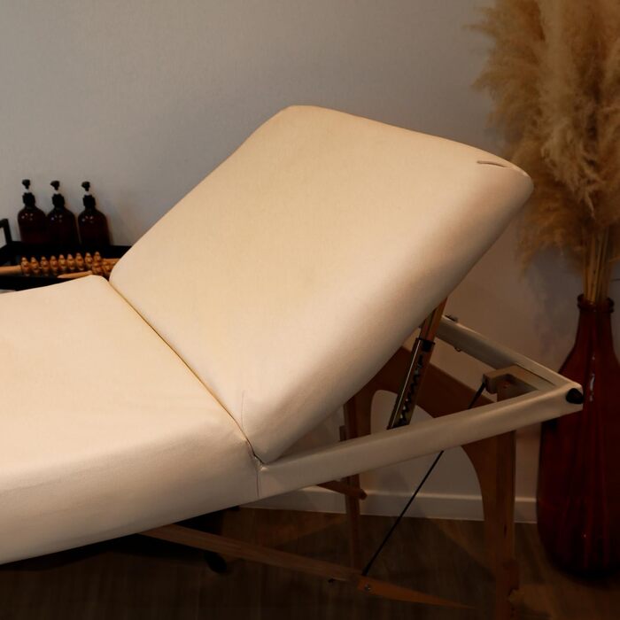 Складаний масажний стіл Vivezen 3 зони з дерева з Reiki-панеллю, аксесуарами та чохлом, сірий