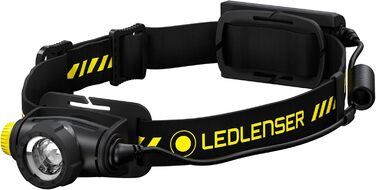 Ліхтар налобний LED Ledlenser H5R Work, 350 люмен, водонепроникний IP67, регульований, поворотний, з плавним регулюванням яскравості, 2xAA батарейки, дальність освітлення 160м, з батарейками