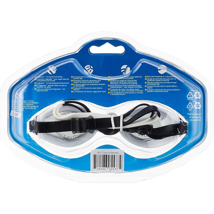 Окуляри для плавання Zoggs Endura Unisex (чорно-білі/димчасті лінзи)