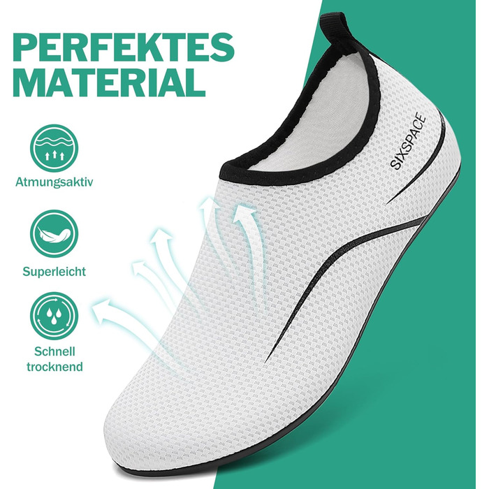 Чоловічі та жіночі аквашузи Sixspace для плавання, серфінгу, йоги. Швидко сохнуть, дихають, білі (35 EU)