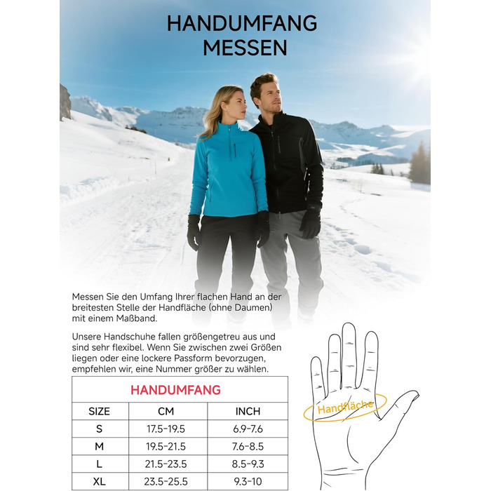 Терморукавички Trendoux для чоловіків та жінок: теплі, водонепроникні, вітронепроникні рукавички для велосипеда, катання на лижах, бігу з підтримкою сенсорного екрану та м'яким флісовим підкладкою, чорні