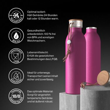 Термобутилка з нержавіючої сталі 630 мл Soho Pink, герметична, легка, високоякісна