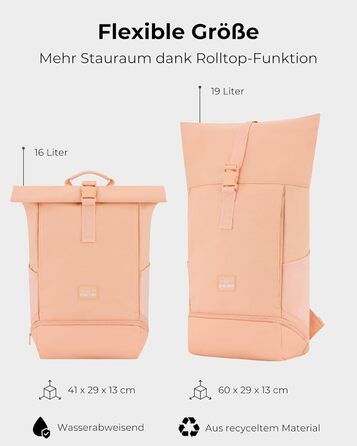 Рюкзак Johnny Urban Allen Medium помаранчевий, водостійкий, для ноутбука 15L, ролтоп, універсальний для жінок і чоловіків, для міста, університету, велосипеда, бізнесу, екологічний