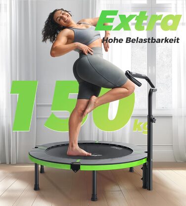 Міні-батут BCAN для дому, 102 см, складний, для дорослих, з регульованою ручкою, до 150 кг, для фітнесу та тренувань