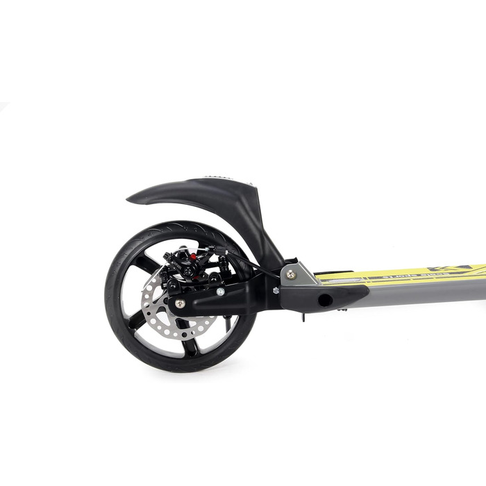 Самокат двоколісний складний Kickscooter для дітей 8-12 років, підлітків та дорослих, регульований кермо, колеса PU 200 мм, дискове та ножне гальмо, ремінь для перенесення (жовтий)