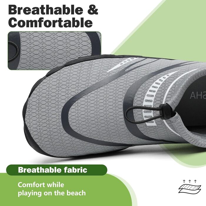 Mishansha Легкі дихаючі шкарпеткові капці для чоловіків та жінок з товстою підошвою, антиковзаючі, розмір 36-46, сірий колір