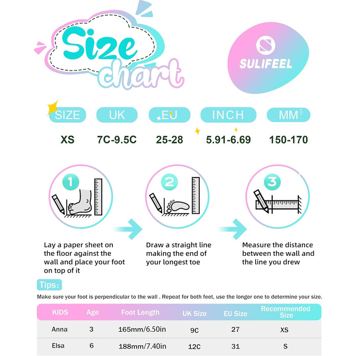Дитячі ролики SULIFEEL з підсвічуванням для дівчаток та хлопчиків, регульовані, баланс, для початківців, розмір S (29-32 EU)