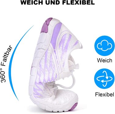 RUYI Взуття для пішоходів без шкарпеток унісекс, швидковисихаюче, для плавання, м'яке, легке, трейлраннінг, фітнес, з неслизькою підошвою та широкою передньою частиною (A09 Білий/Фіолетовий, 41 EU)