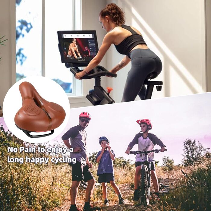 Велосипедне сідло ROCKBROS з Memory Foam для жінок та чоловіків, зручне та зняття тиску, для MTB, City та Trekking велосипедів, коричневе