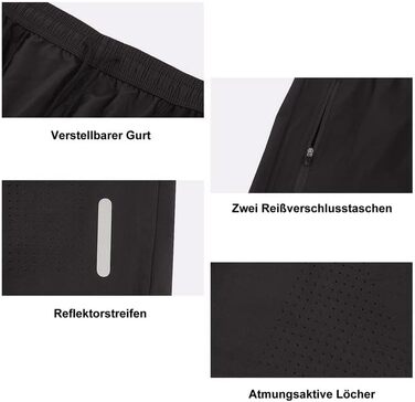 Шорти спортивні чоловічі SIHOHAN, чорні, швидковисихаючі, з кишенями на блискавці