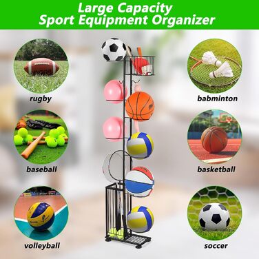 Металевий тримач для м'ячів Nandae: стійка підставка для футбольного, баскетбольного та волейбольного м'яча для гаража та дитячої кімнати