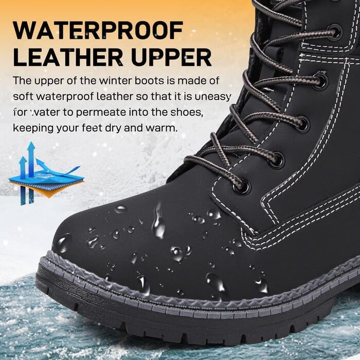 Зимові чоботи жіночі утеплені, водонепроникні, для снігу, теплі, короткі, туристичні, чорні, 42 EU