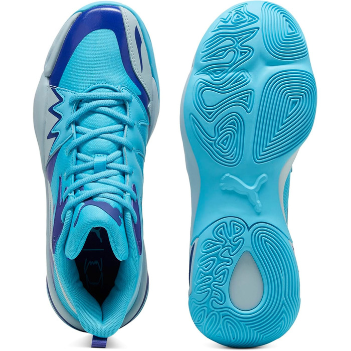 Кросівки баскетбольні PUMA Genetics для чоловіків, білий-електрик лайм, (46 EU, Bright Aqua)