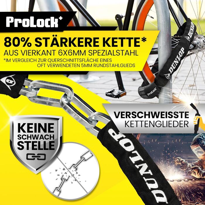 Замок для велосипеда Dunlop з цифровим кодом, 8-100 см, захист рівня 8-100, ланцюг для електровелосипеда, скутера, чорний