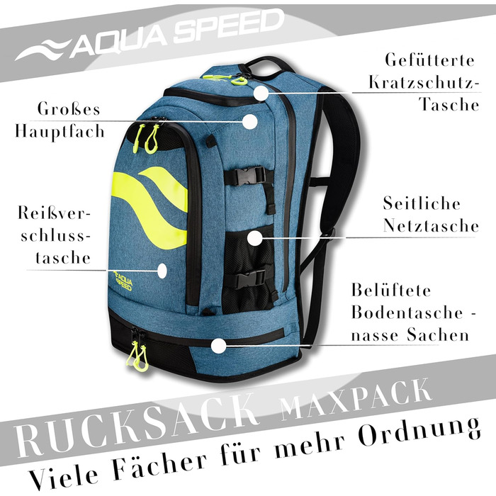 Рюкзак Aqua Speed MAXPACK 42л чорний для спорту та подорожей з мікрофібровим рушником