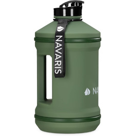 Спортивна пляшка Navaris 2,2 л для води, BPA-free, міцна, з ручкою, зелена, для фітнесу та тренувань