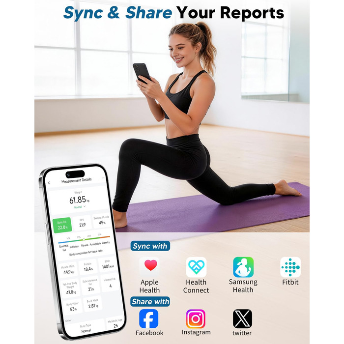 Ваги для тіла Arboleaf з USB зарядкою: аналіз жиру, м'язів, BMI та 14 показників. Цифрові ваги до 180 кг з LED-дисплеєм