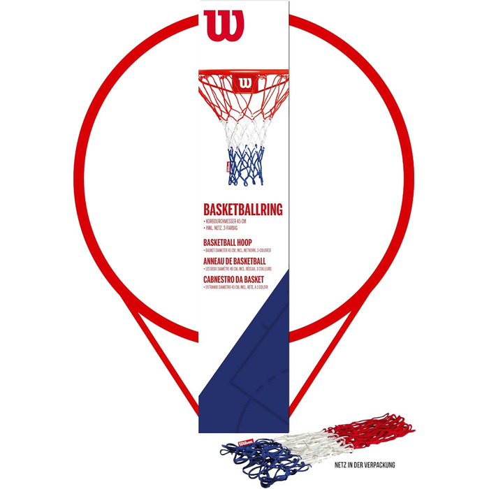 Баскетбольний щит Wilson NBA для вулиці, настінний, з кільцем 45 см, сіткою в кольорах NBA та комплектом кріплень