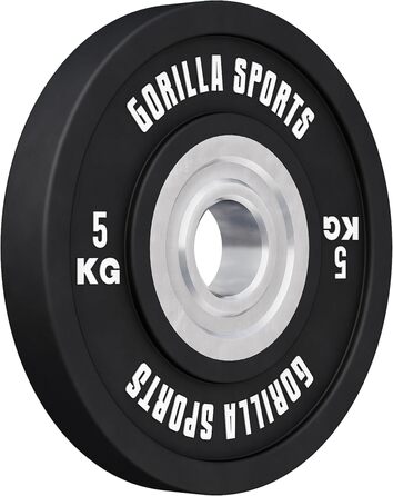 Бамперні диски GORILLA SPORTS 50 мм, 5-25 кг, гумовані, чавун, для штанги, олімпійські гирі