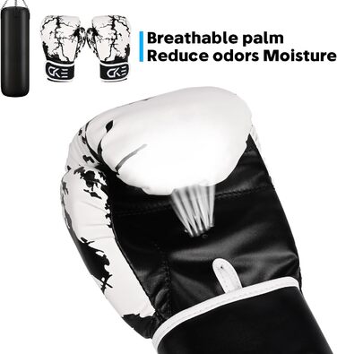 Боксерські рукавички для дітей CKE, 5-12 років, тренувальні, для боксерського мішка, кікбоксингу, муай-тай, зелені (чорно-білі)
