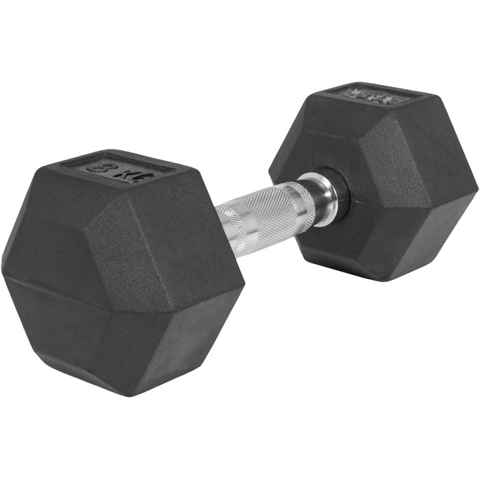 Гантелі шестигранні GORILLA SPORTS 42,5 кг, гумовані, гантелі для фітнесу і силових тренувань, з рифленою хромованою ручкою, чорні, нековзкі, чавун
