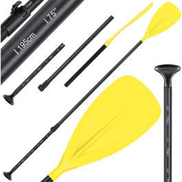 Весло KESSER 3-в-1 для SUP, каяка, дошки, алюмінієве, телескопічне, 165-215 см, антиковзне, жовте