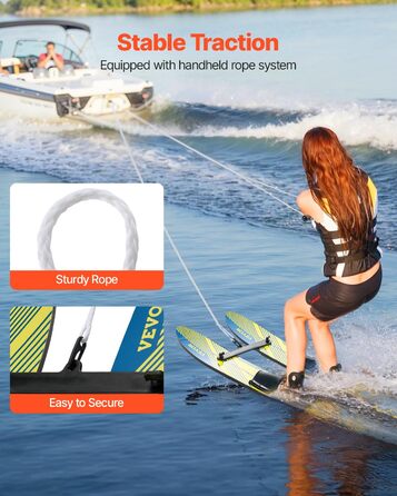 Воднолижне обладнання VEVOR для підлітків: комплект з регульованими кріпленнями X-7, подвійним тросом та знімною стійкою, до 136 кг
