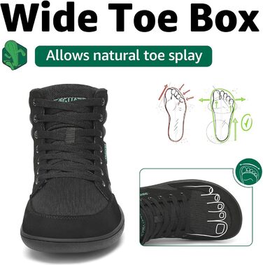 Черевики Barfußschuhe Saguaro High-Top (широка передня частина) чорні, розмір 36-48