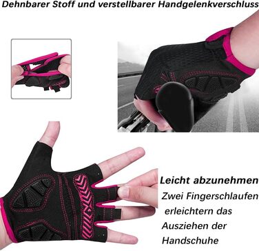 Велосипедні рукавички MOREOK для чоловіків та жінок, літні, безпальцеві, 5 мм гелеві, протиковзкі, амортизуючі, для гірського велосипеда, шосе, даунхілу (Рожеві, S)