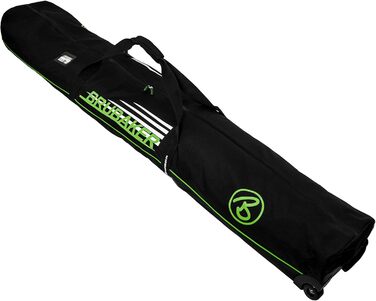 Чохол для лиж BRUBAKER Skitasche Race Champion з роликами на 2 пари лиж та палиці, міцний, 170/190 см, чорний/зелений