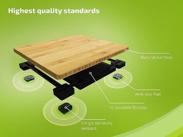 Електронна вага Soehnle Style Sense Bamboo Magic з натурального бамбука, LED-дисплей, прихований екран, до 180 кг, для тіла