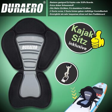 Надувна SUP-дошка 330x76x15 см, до 150 кг, з сидінням для каяка, тримачем для камери, повний комплект аксесуарів (весло, насос, рюкзак), синя