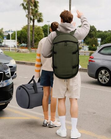 Спортивна сумка LOVEVOOK для чоловіків з відділенням для взуття, 65L, 52x45x28 см, Duffel Bag, для подорожей та спортзалу, темно-зелена