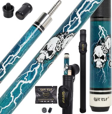 Професійний більярдний кий CUEELF з мотивом черепа, 13 мм, чорна вершинка, канадський клен, 21 oz