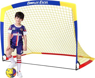 Футбольні ворота Dimples Excel для саду та вулиці, сітка 5x3,6 фути, синьо-жовті, для тренувань