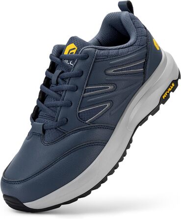 Черевики для піших прогулянок FitVille для чоловіків, широкі, водонепроникні, трекінгові, антиковзаючі, для будь-якої погоди, з підтримкою склепіння стопи, розмір 39.5-50 (44 EU X-Wide, синій)