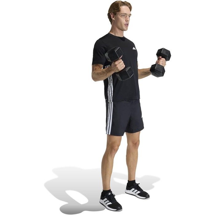 Чоловічі спортивні шорти adidas Workout Essentials Base 3 Stripes Woven, чорні з білими смугами