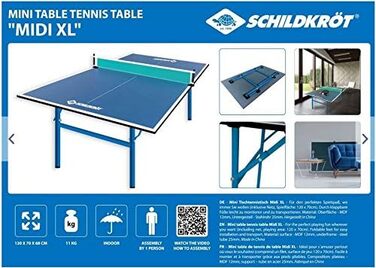 Міні-настільний тенісний стіл Schildkröt Midi XL 120x70x68 см для дому та саду
