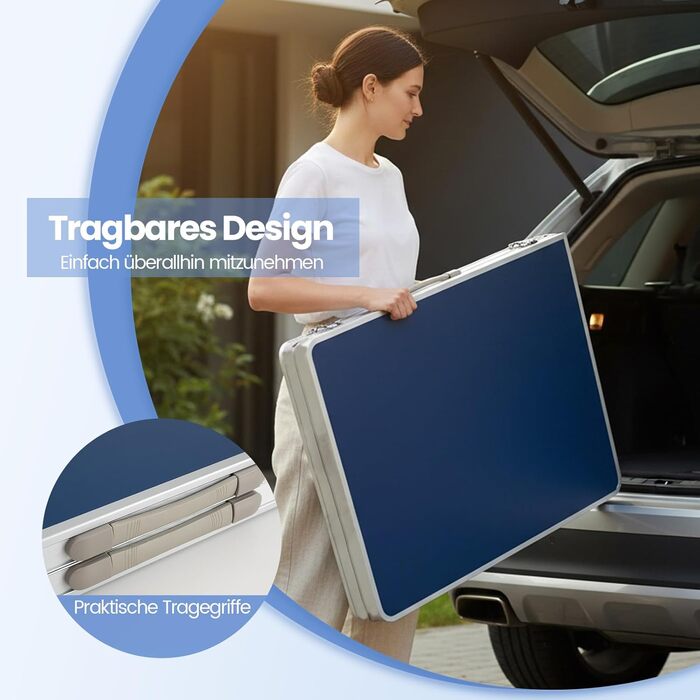 COSTWAY Стіл для пінг-понгу міні складний, регульована висота, з сіткою, 2 ракетки та 2 м'ячі, 120 x 76 см, для гри в приміщенні та на вулиці