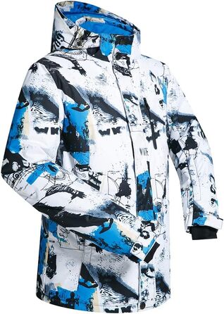 Костюм для катання на лижах (чоловічий) - комплект куртка та штани, зимовий, водонепроникний, вітронепроникний, з капюшоном, блакитний, XXL