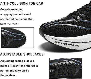 Дитячі кросівки для дівчаток, для бігу та ходьби, спортивні, дихаючі, легкі, чорні, розмір 36 (38 2/3 EU)