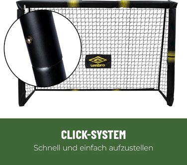Футбольні ворота Umbro 180x120x60 см металеві для саду, дітей і дорослих, чорні/жовті, для тренувань, для вулиці та приміщення