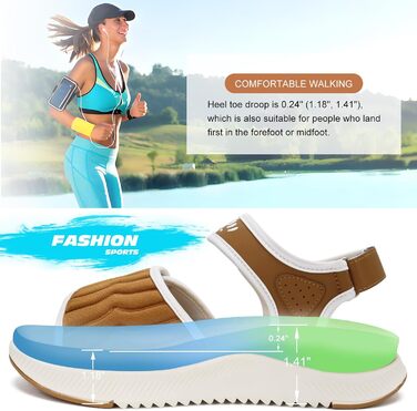 Сндалі жіночі ONCAI Wander з ортопедичною устілкою, підтримка зводу стопи, для плантарного фасциїту, хакі-білі (38.5 EU)