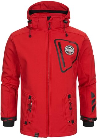Чоловіча куртка-софтшелл Geographical Norway Tacebook водонепроникна та дихаюча з капюшоном, тактична вітрівка для походів, лиж та активного відпочинку (Осінь/Зима/Весна), р. S, червона