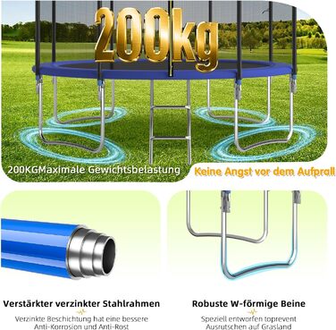 Батут Redkid Outdoor 305 см з сіткою, драбиною та баскетбольним кільцем, 440 фунтів