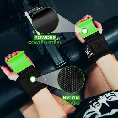 Набори для важкої атлетики BEAST RAGE: вантажні гачки, ремені для зап'ястя, неопренові, з гумовим покриттям, фітнес-бандажі, протиковзкі, для підйому штанги, тренувань, фітнес-клубу, чоловічі та жіночі (зелені)