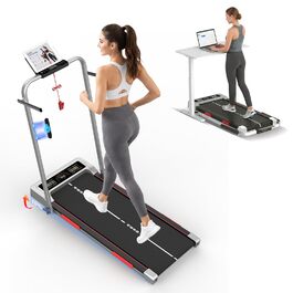 Бігова доріжка для дому Laufband з нахилом 10%, 1-12 км/год, складна, 3.5 к.с., для офісу та дому, Bluetooth, 12 програм, APP, LED-дисплей, чорний/сріблястий