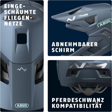 ABUS YouDrop FF – дитячий фулфейс шолом для маунтінбайку знімний підборідник