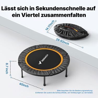 Міні-батут MERACH 102/122 см - фітнес-батут, витримує до 150 кг, з ручкою (102 см без ручки), тихий, для тренувань