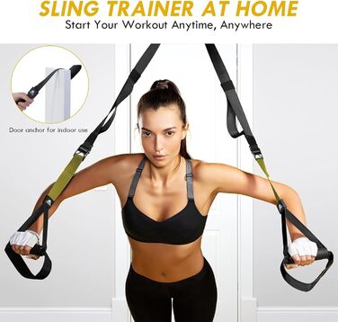 Шкіряний тренажер Schlingentrainer Flintronic для всього тіла, комплект для дому (чорний/зелений)